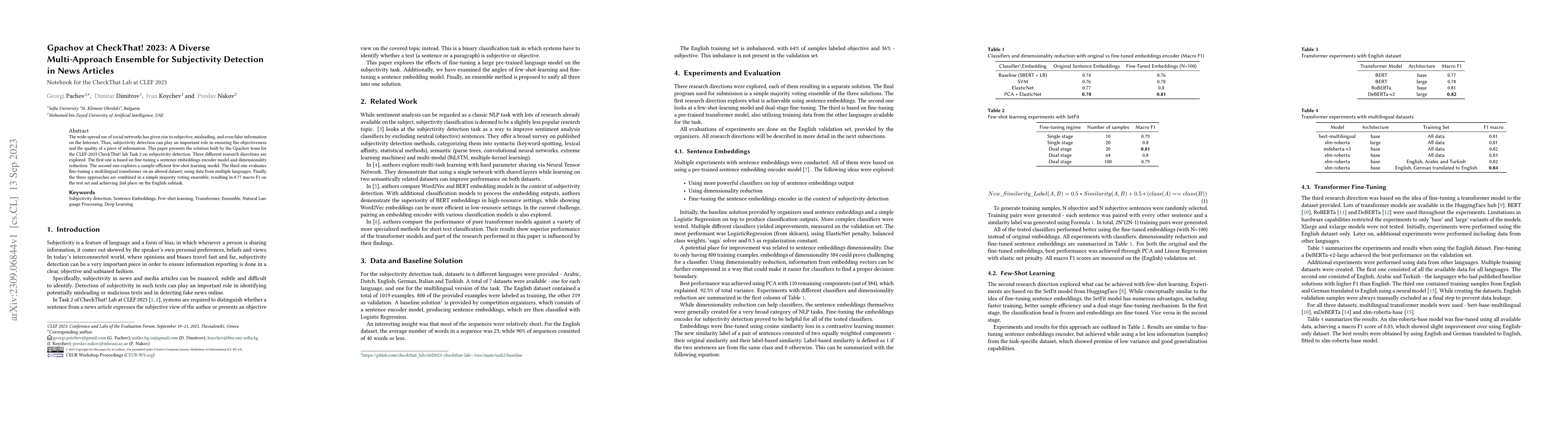 Thumbnail for Gpachov at CheckThat! 2023: A Diverse Multi-Approach Ensemble for
  Subjectivity Detection in News Articles