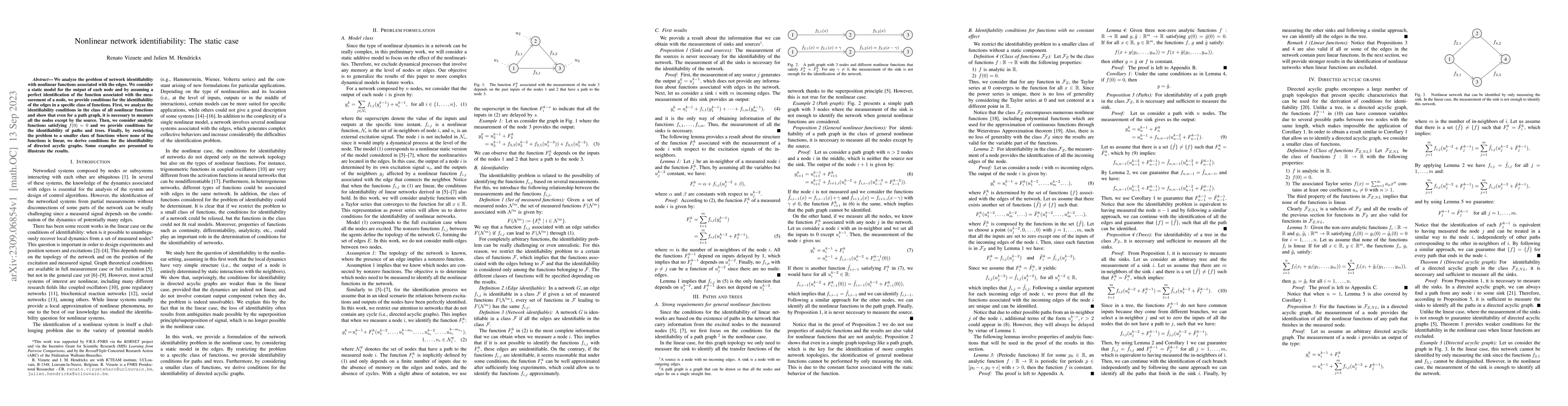 Thumbnail for Nonlinear network identifiability: The static case