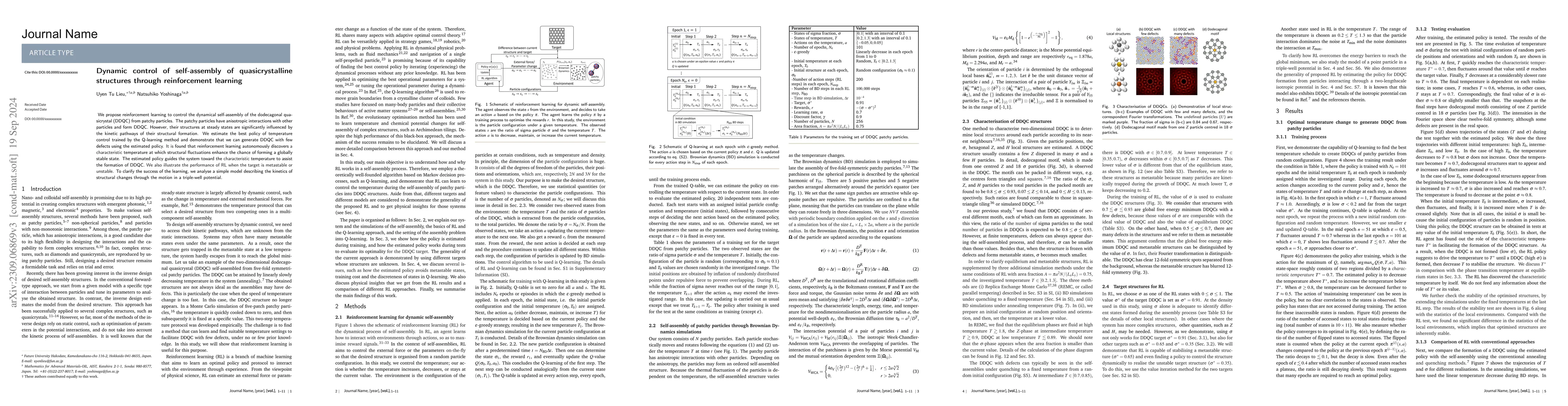 Thumbnail for Dynamic control of self-assembly of quasicrystalline structures through
  reinforcement learning