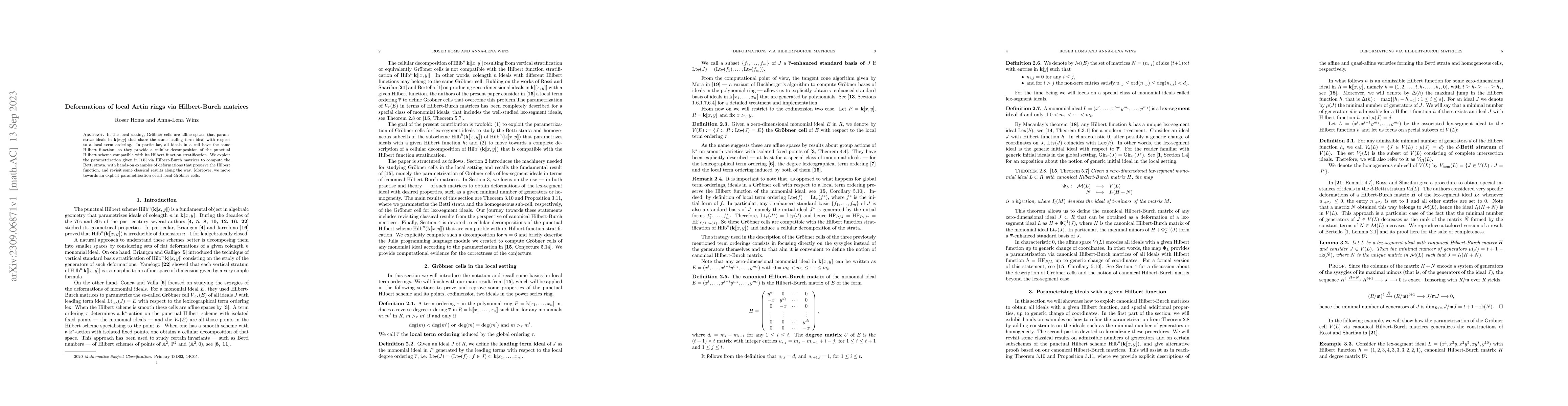 Thumbnail for Deformations of local Artin rings via Hilbert-Burch matrices