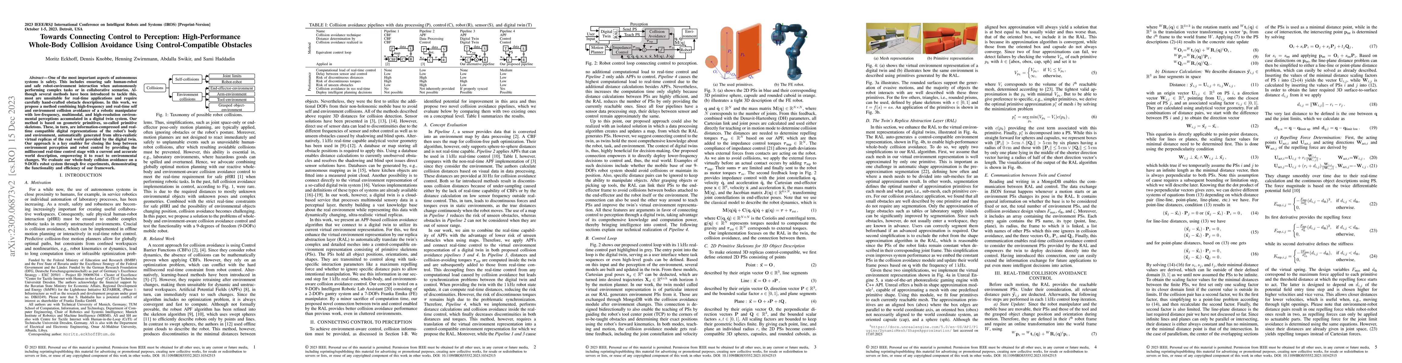 Thumbnail for Towards Connecting Control to Perception: High-Performance Whole-Body
  Collision Avoidance Using Control-Compatible Obstacles