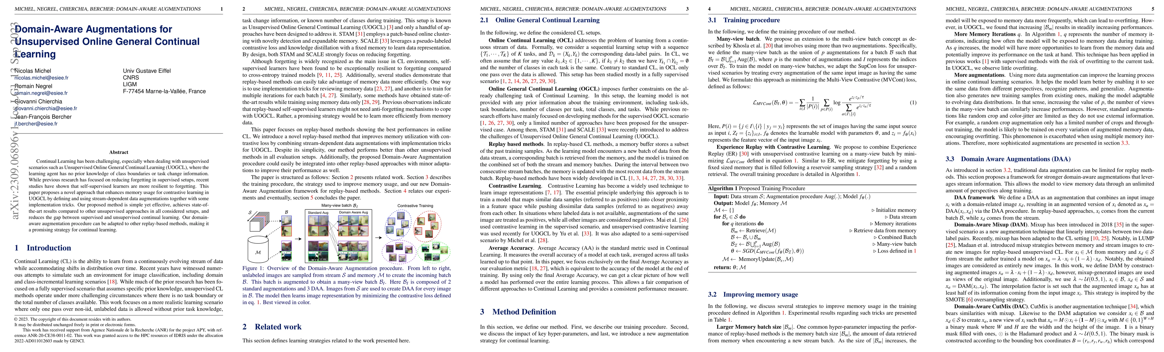 Thumbnail for Domain-Aware Augmentations for Unsupervised Online General Continual
  Learning