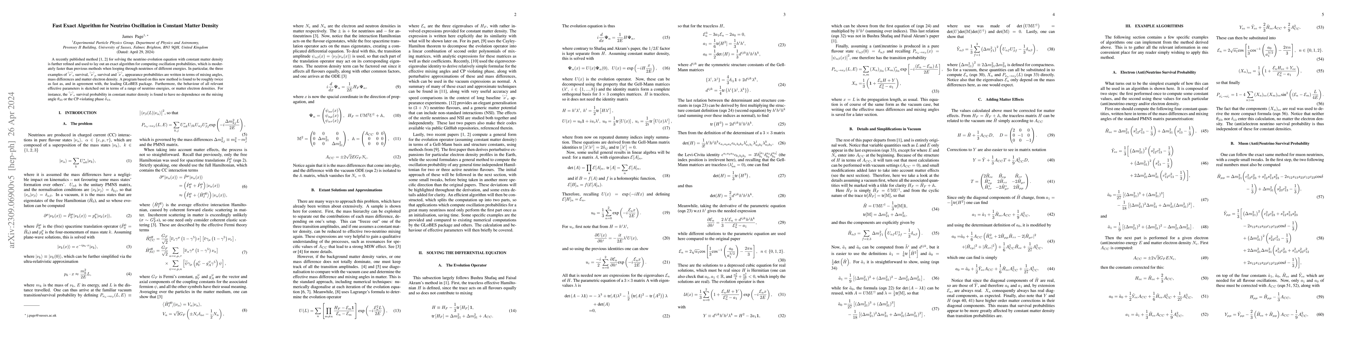 Thumbnail for Fast Exact Algorithm for Neutrino Oscillation in Constant Matter Density