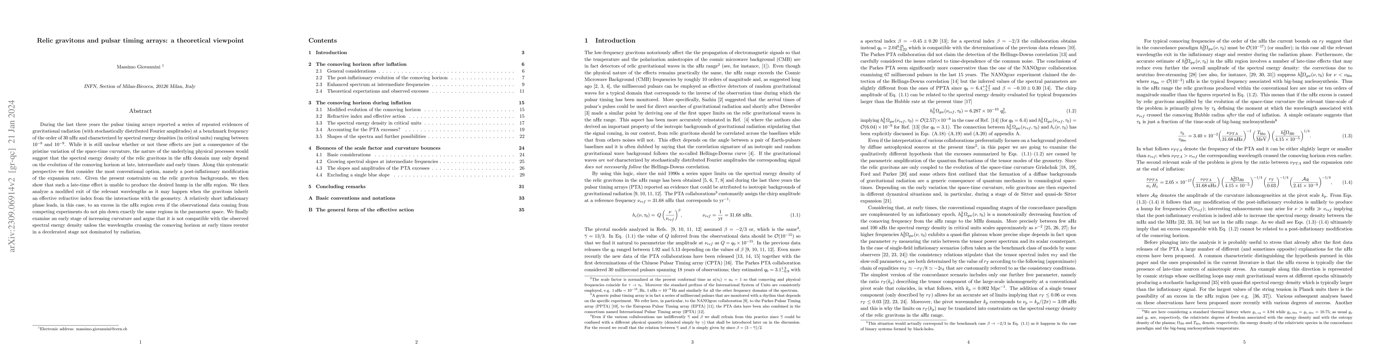 Thumbnail for Relic gravitons and pulsar timing arrays: a theoretical viewpoint