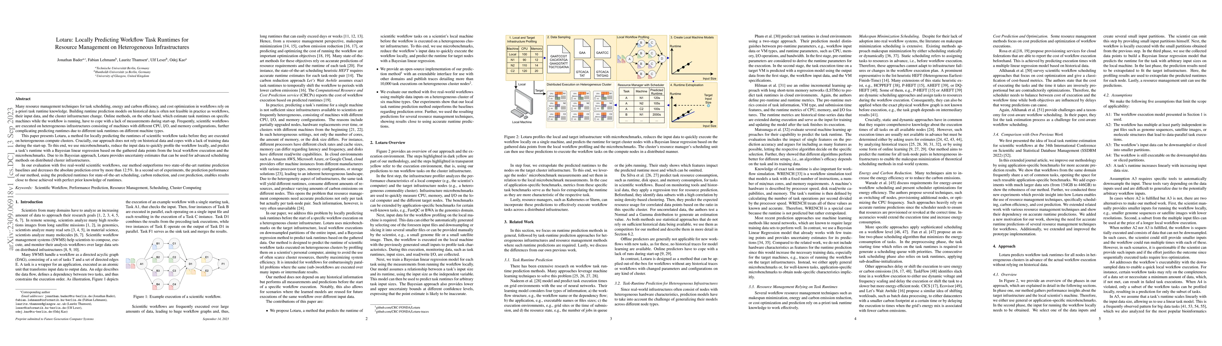 Thumbnail for Lotaru: Locally Predicting Workflow Task Runtimes for Resource
  Management on Heterogeneous Infrastructures