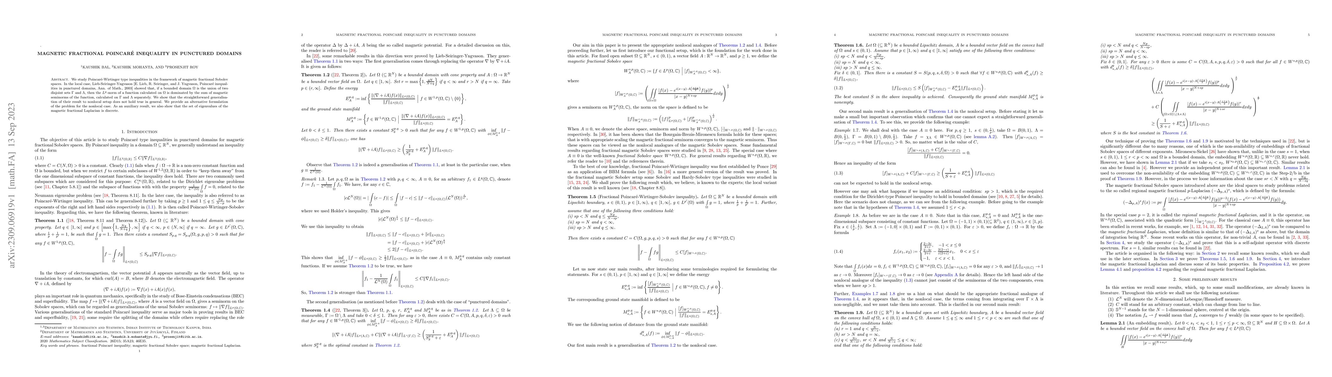 Thumbnail for Magnetic fractional Poincar\'e inequality in punctured domains