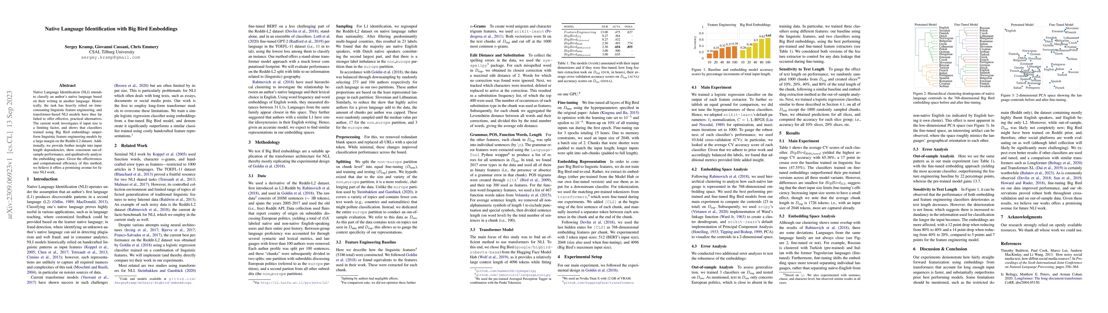 Thumbnail for Native Language Identification with Big Bird Embeddings