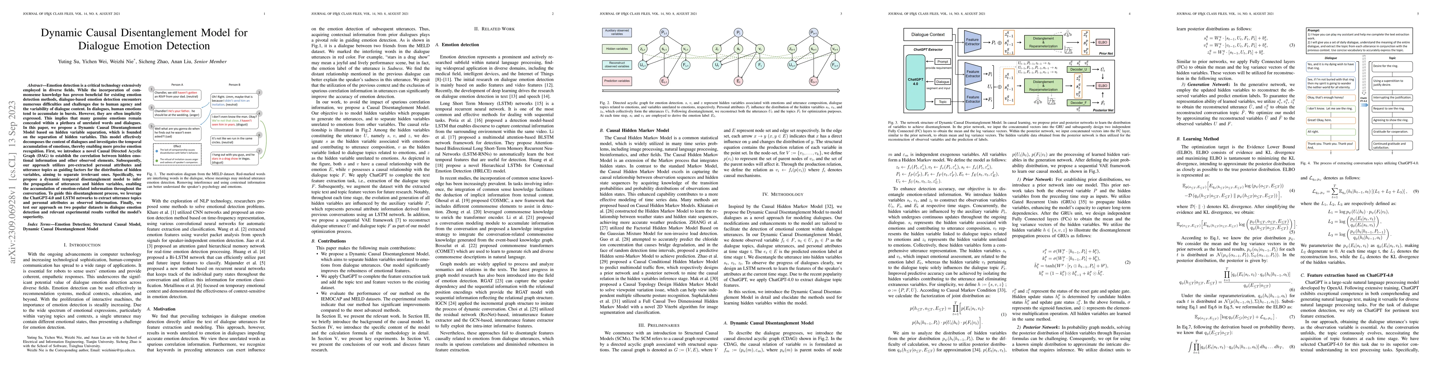 Thumbnail for Dynamic Causal Disentanglement Model for Dialogue Emotion Detection