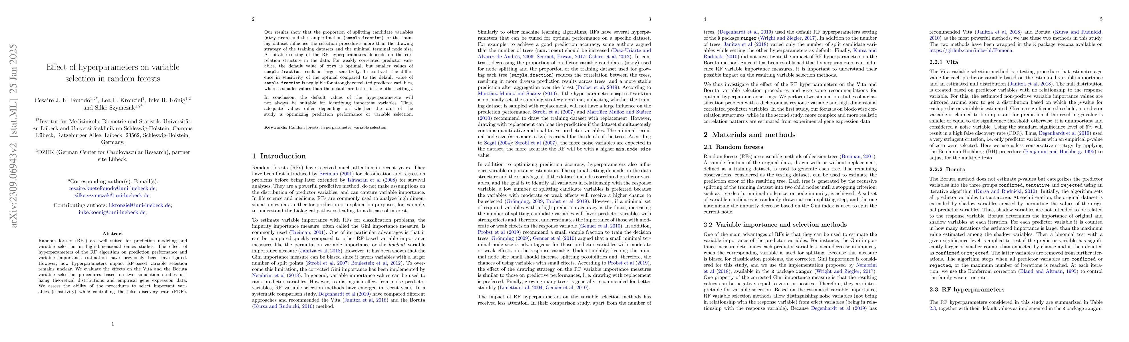 Thumbnail for Effect of hyperparameters on variable selection in random forests