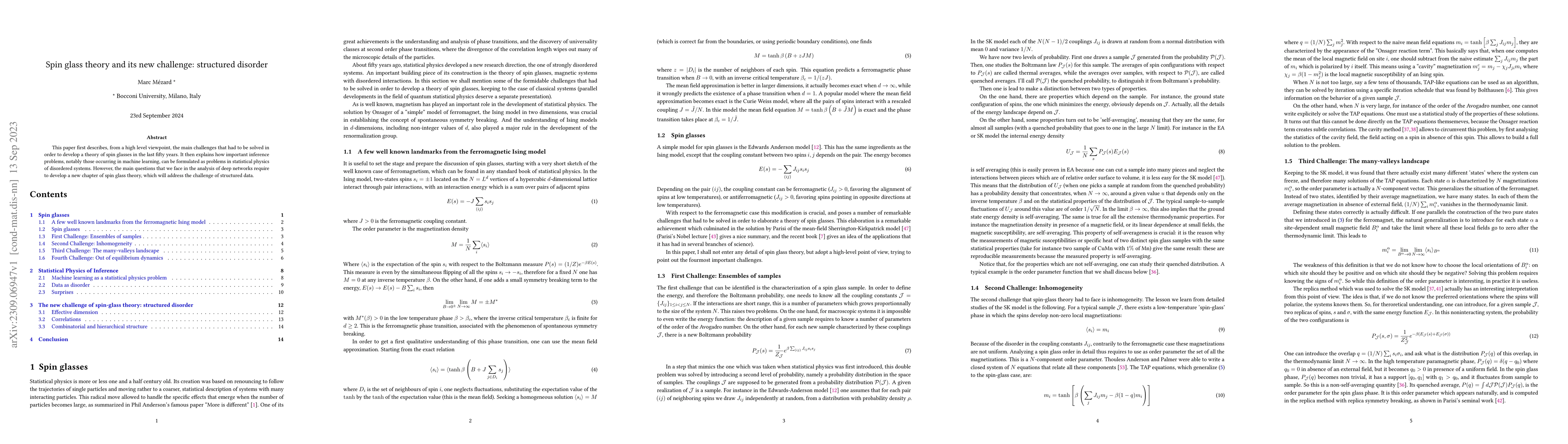 Thumbnail for Spin glass theory and its new challenge: structured disorder