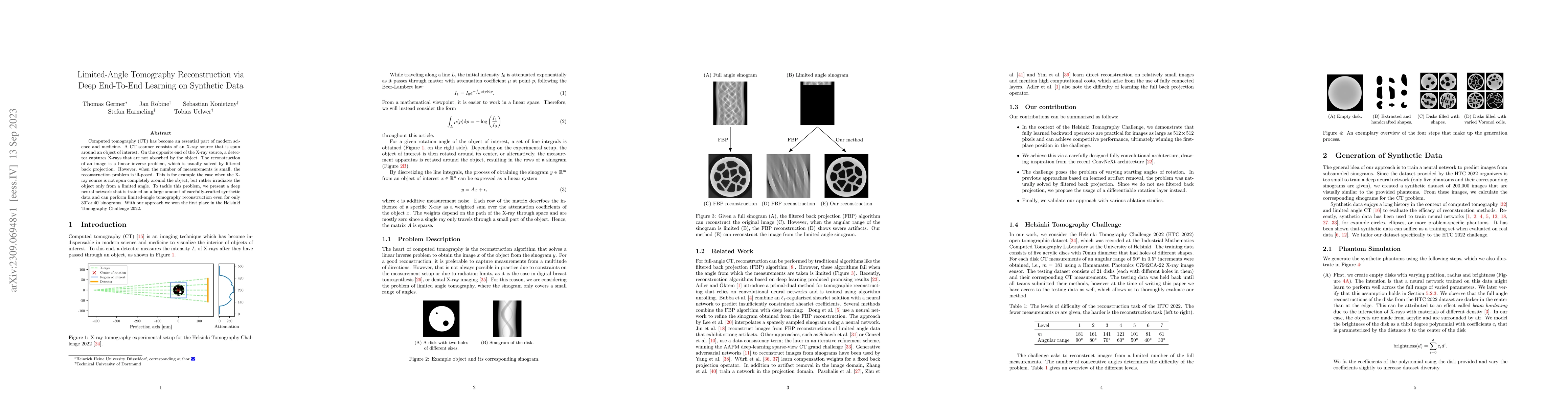 Thumbnail for Limited-Angle Tomography Reconstruction via Deep End-To-End Learning on
  Synthetic Data