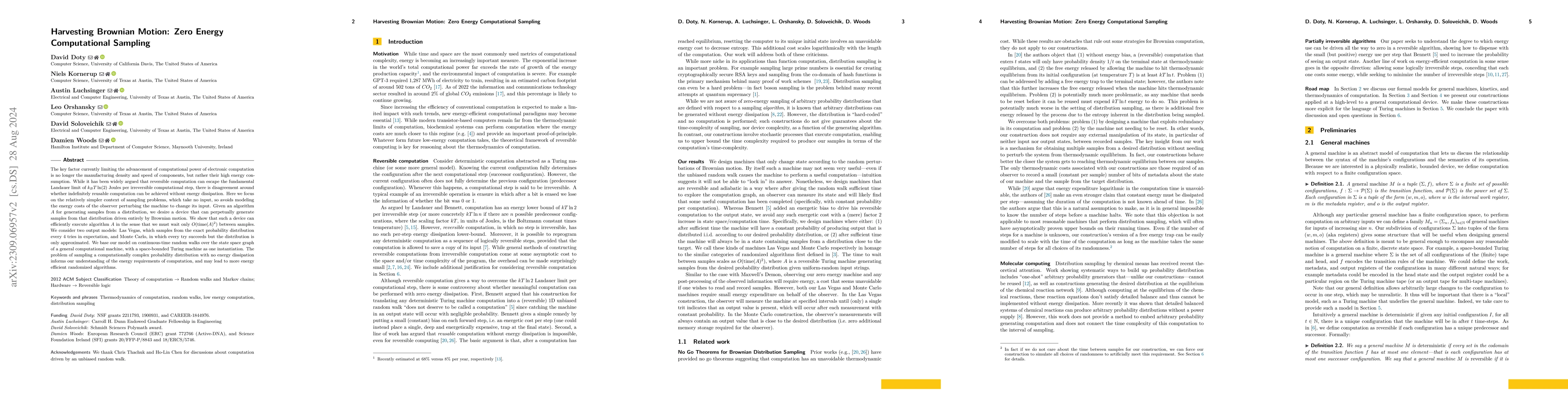 Thumbnail for Harvesting Brownian Motion: Zero Energy Computational Sampling