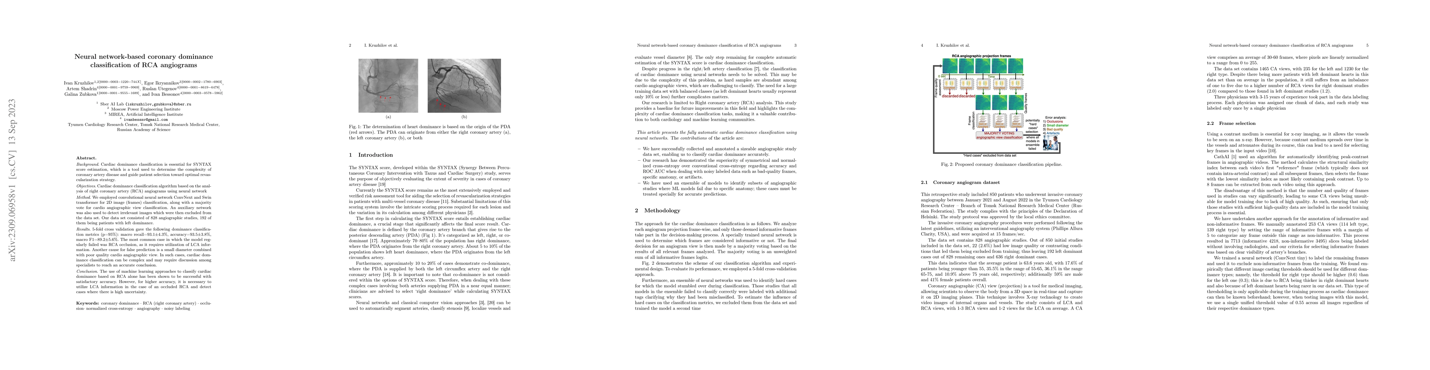 Thumbnail for Neural network-based coronary dominance classification of RCA angiograms