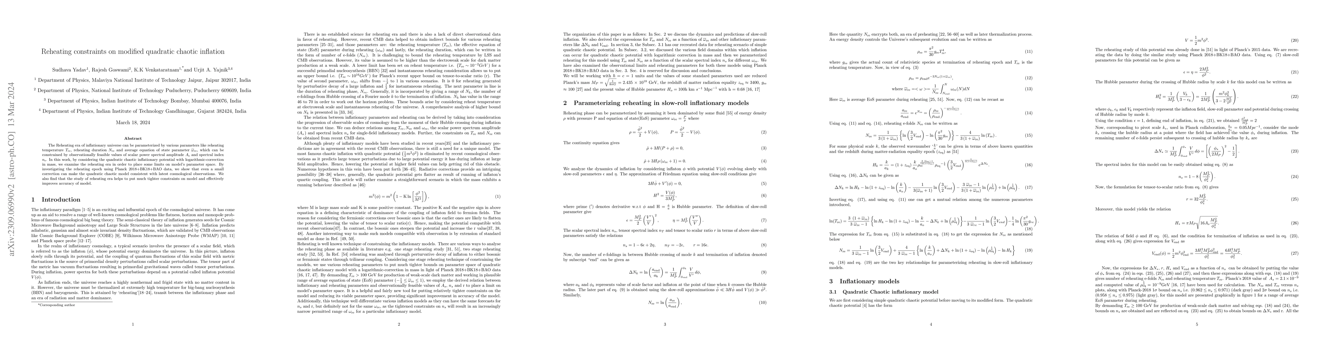 Thumbnail for Reheating constraints on modified quadratic chaotic inflation