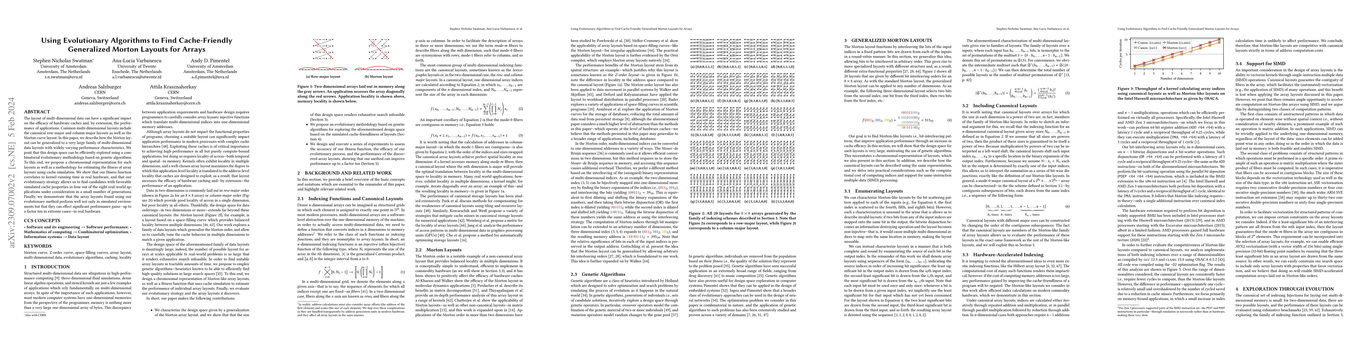 Thumbnail for Using Evolutionary Algorithms to Find Cache-Friendly Generalized Morton
  Layouts for Arrays