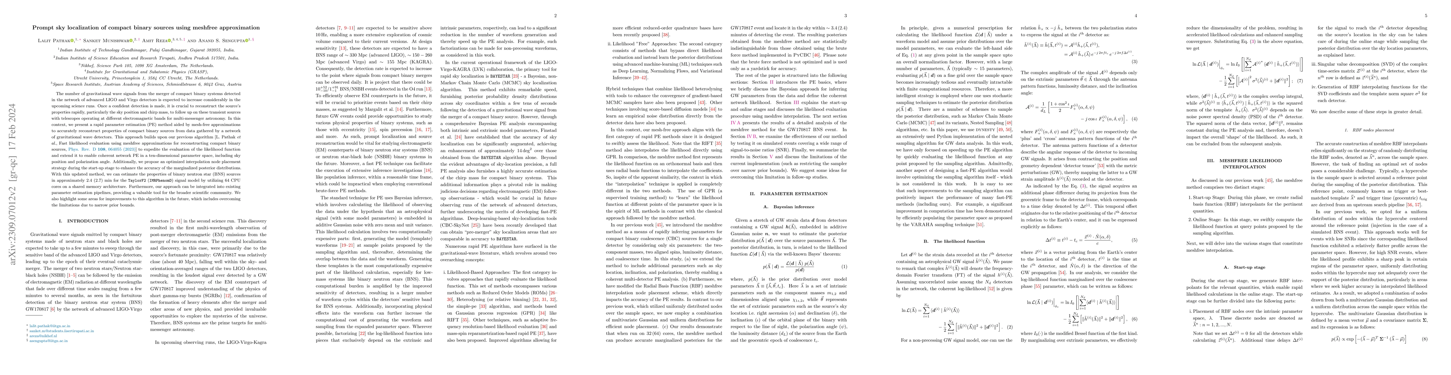Thumbnail for Prompt sky localization of compact binary sources using a meshfree
  approximation