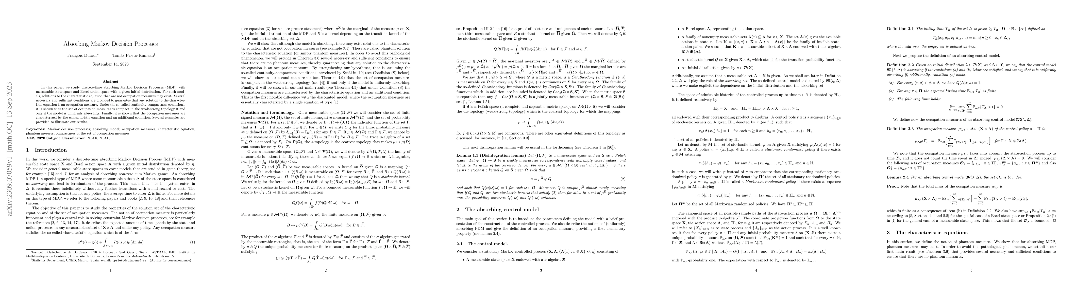 Thumbnail for Absorbing Markov Decision Processes