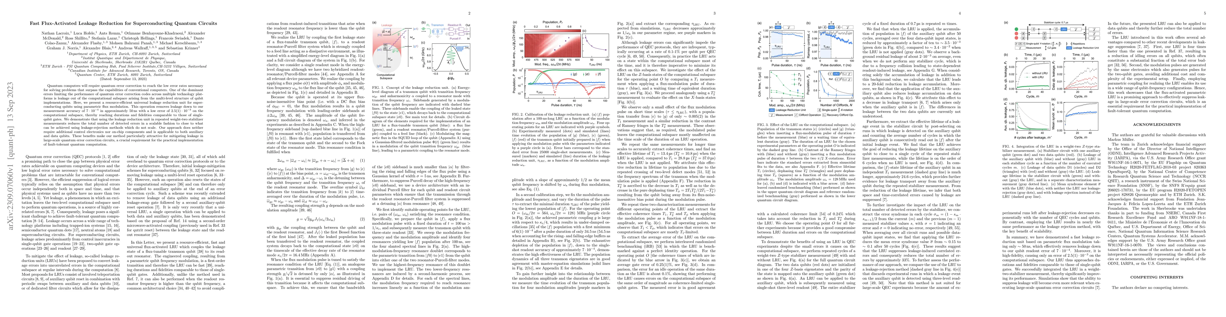 Thumbnail for Fast Flux-Activated Leakage Reduction for Superconducting Quantum
  Circuits