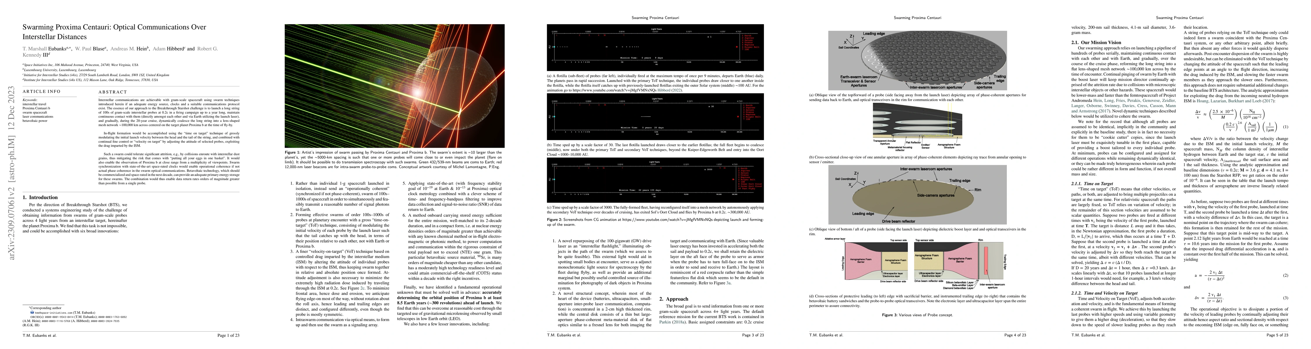 Thumbnail for Swarming Proxima Centauri: Optical Communication Over Interstellar
  Distances