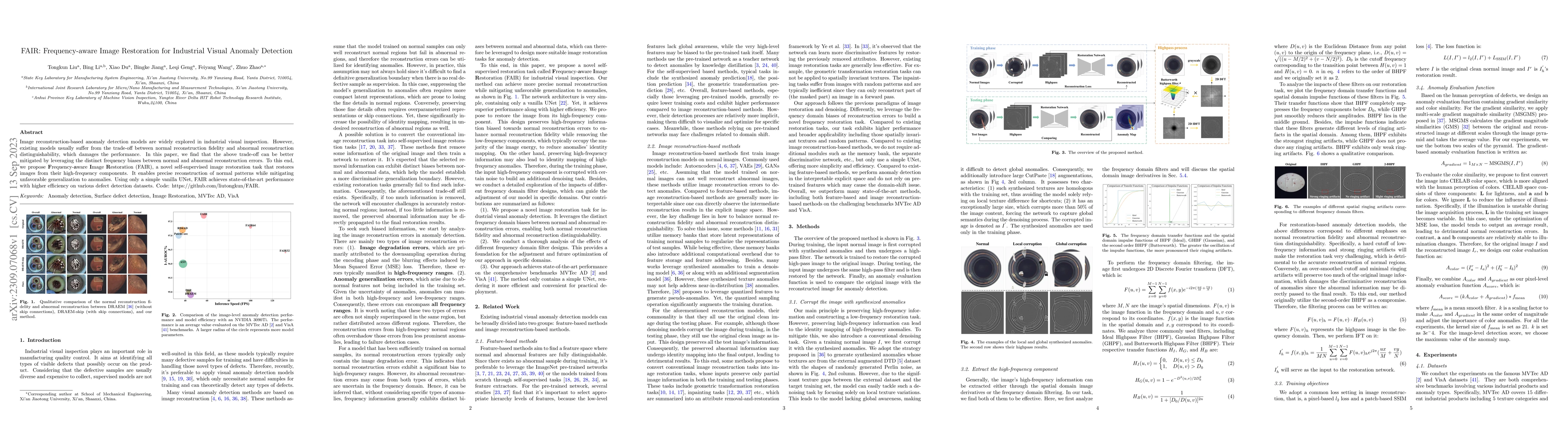 Thumbnail for FAIR: Frequency-aware Image Restoration for Industrial Visual Anomaly
  Detection