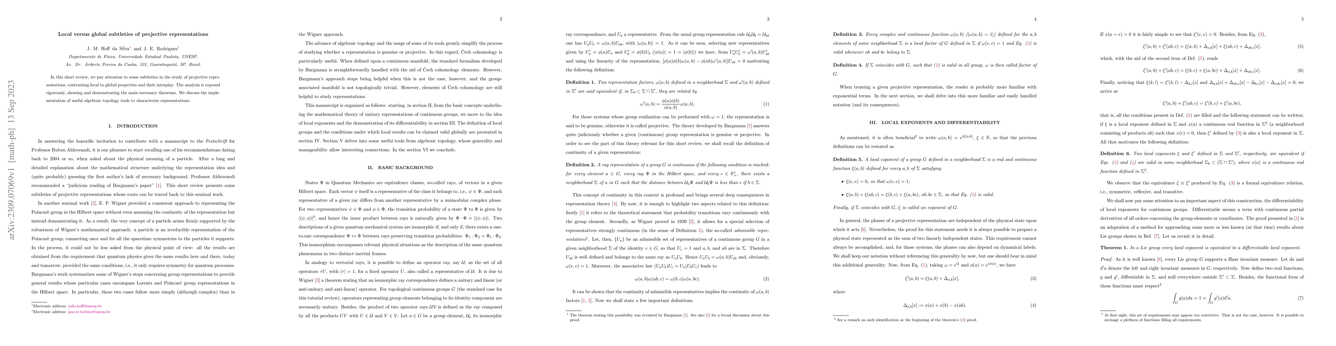 Thumbnail for Local versus global subtleties of projective representations