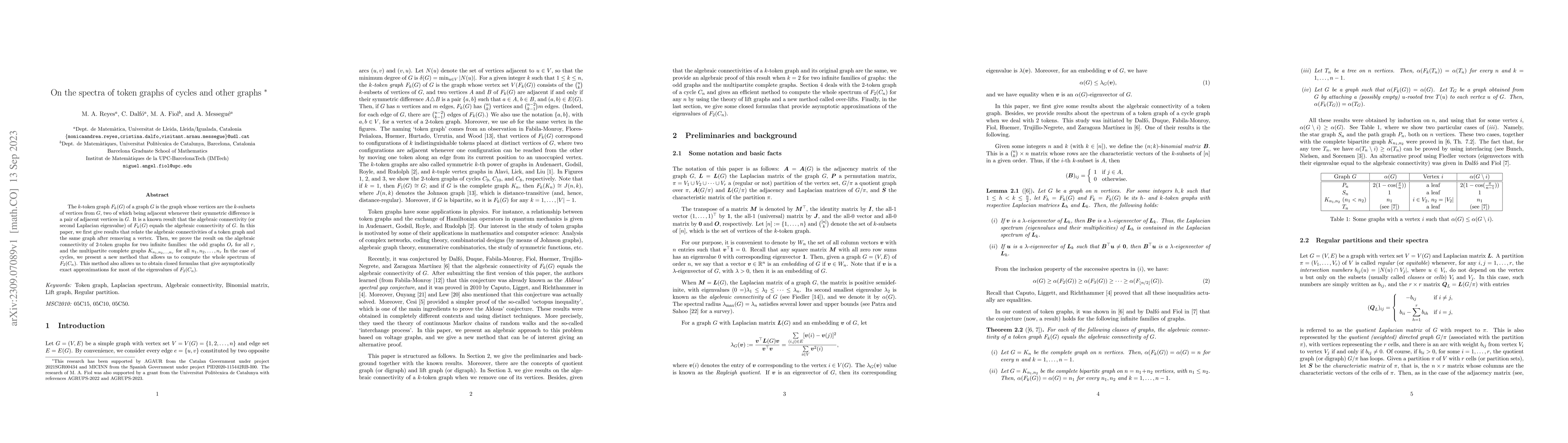 Thumbnail for On the spectra of token graphs of cycles and other graphs