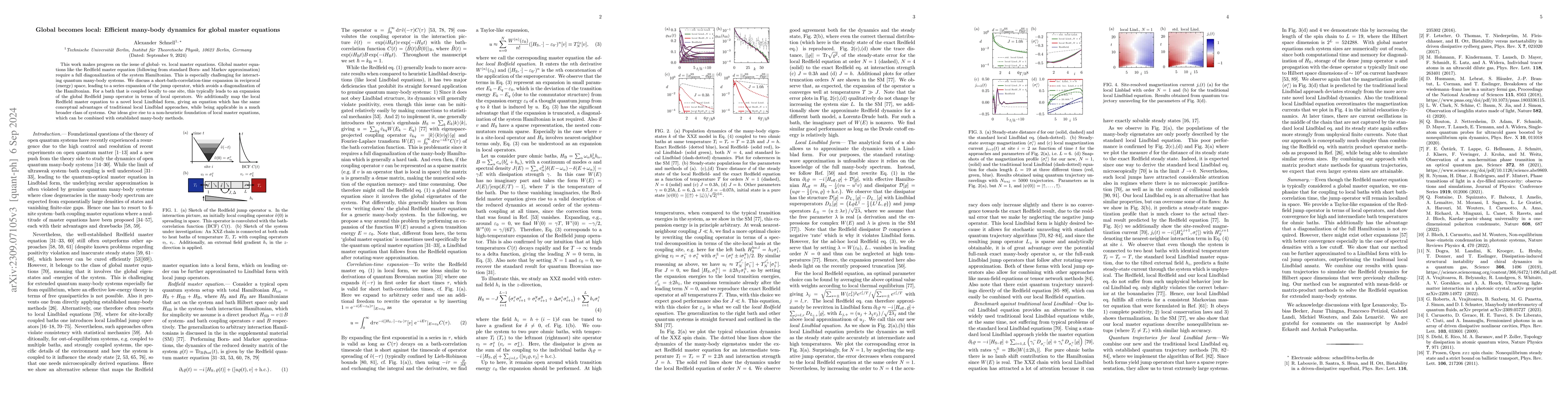 Thumbnail for Global becomes local: Efficient many-body dynamics for global master
  equations