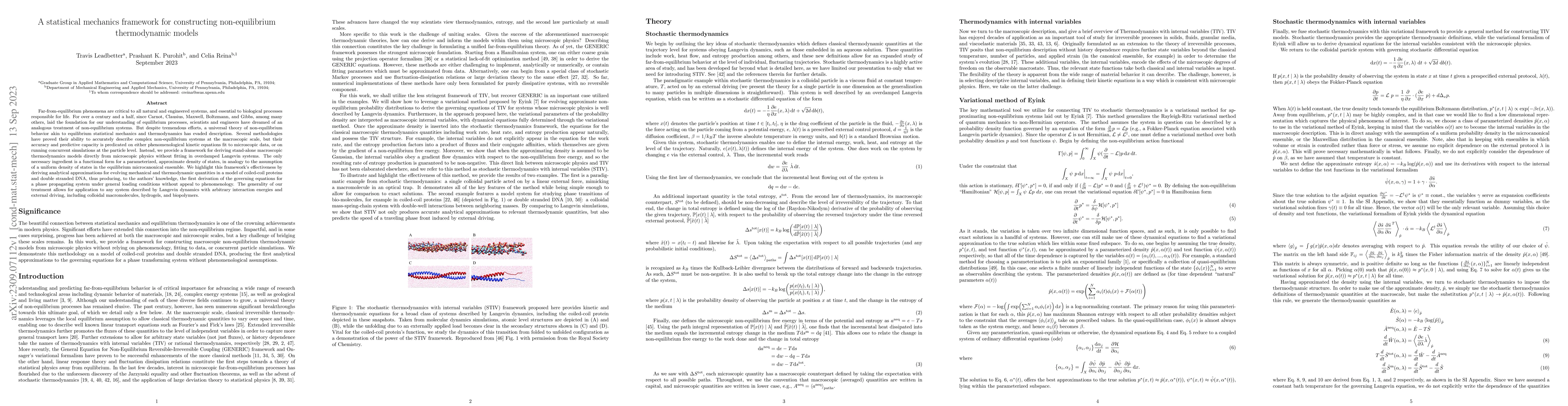 Thumbnail for A statistical mechanics framework for constructing non-equilibrium
  thermodynamic models