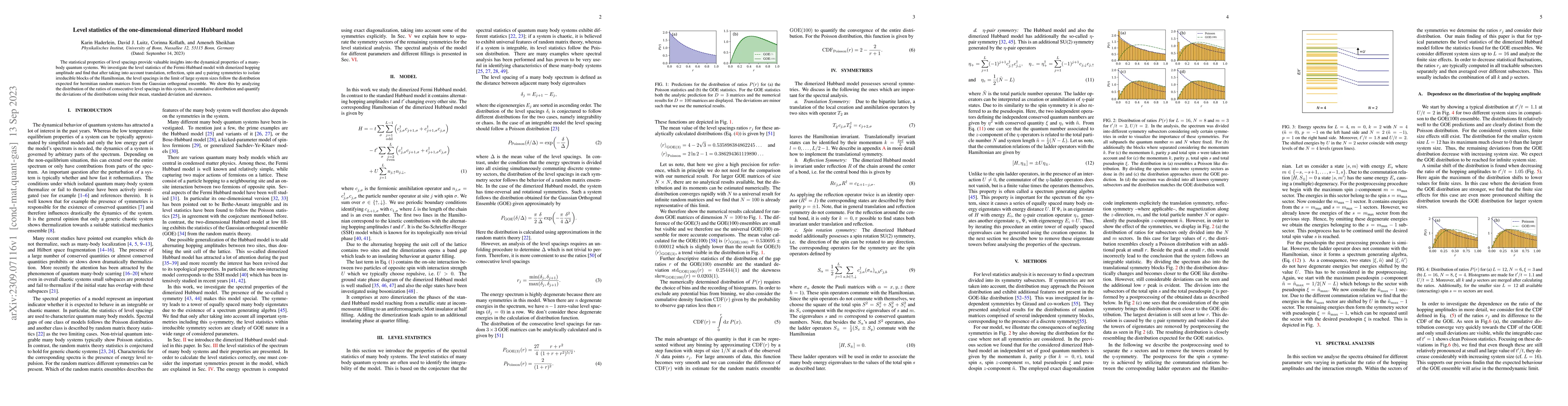 Thumbnail for Level statistics of the one-dimensional dimerized Hubbard model