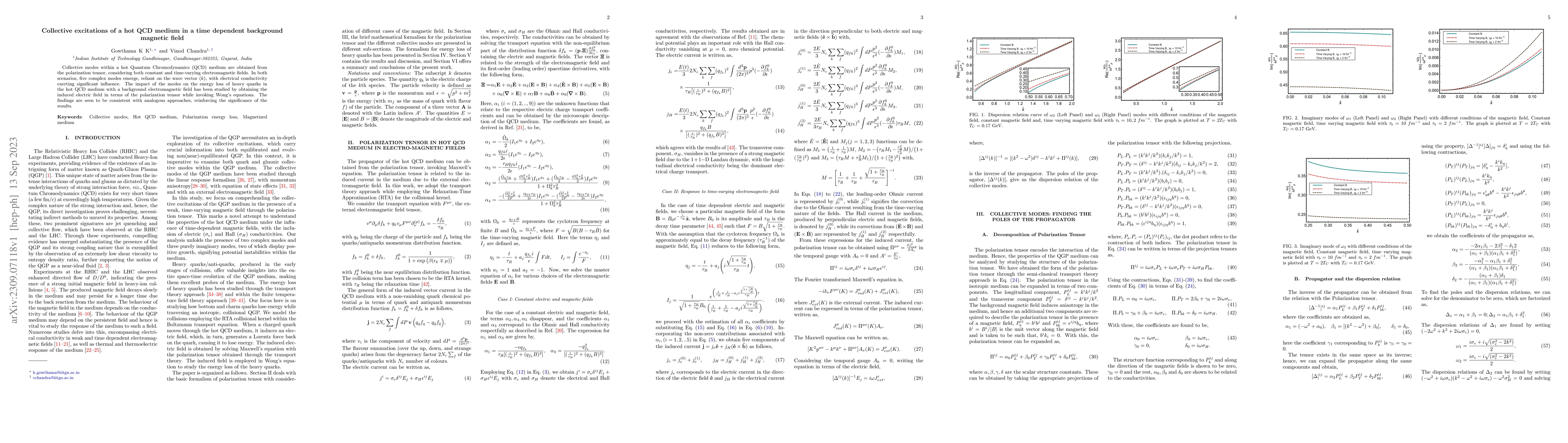 Thumbnail for Collective excitations of a hot QCD medium in a time dependent
  background magnetic field