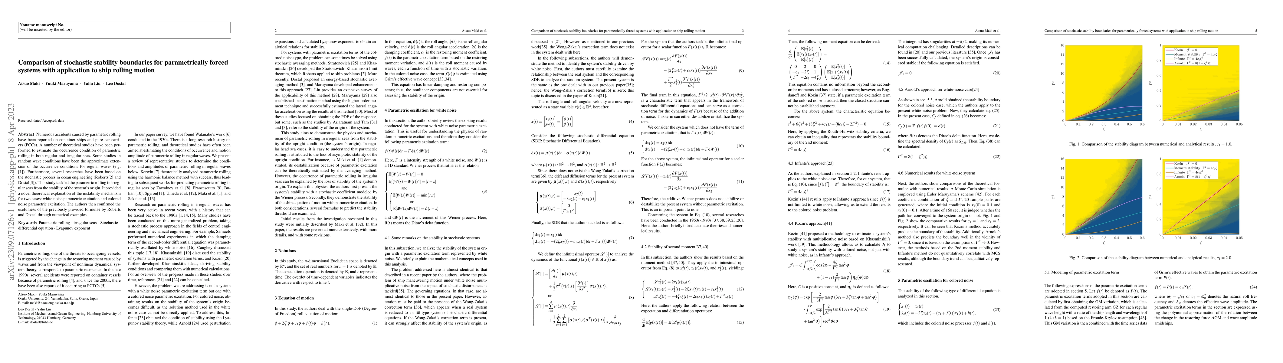 Thumbnail for Comparison of stochastic stability boundaries for parametrically forced
  systems with application to ship rolling motion
