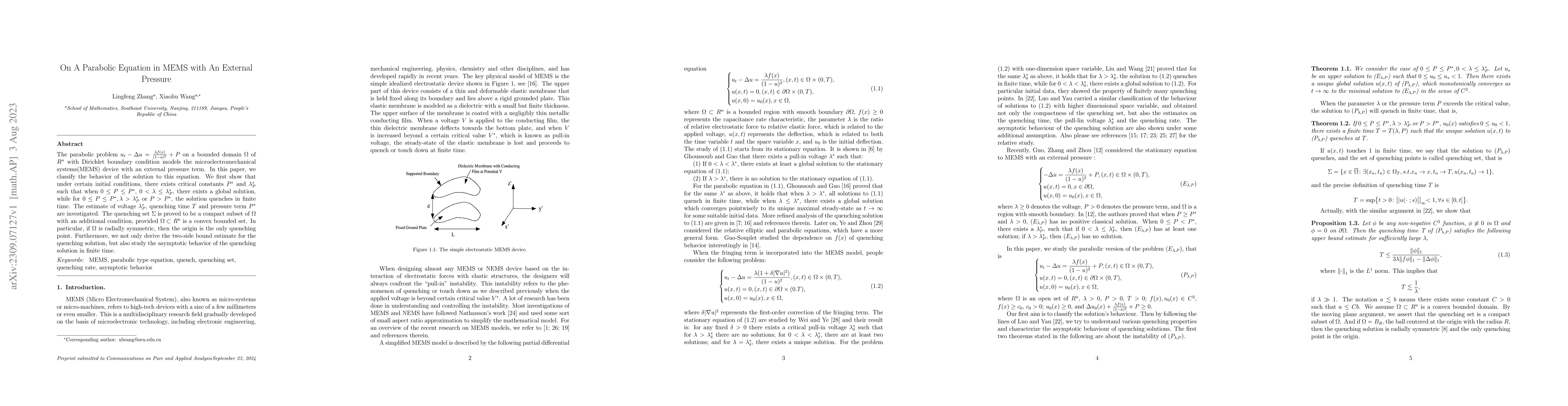 Thumbnail for On A Parabolic Equation in MEMS with An External Pressure