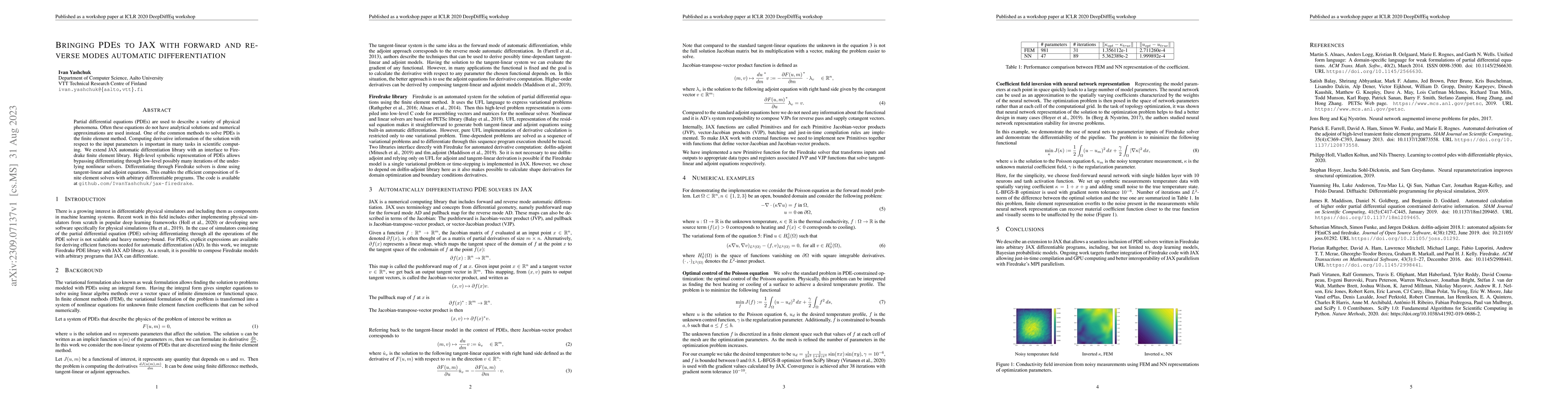 Thumbnail for Bringing PDEs to JAX with forward and reverse modes automatic
  differentiation