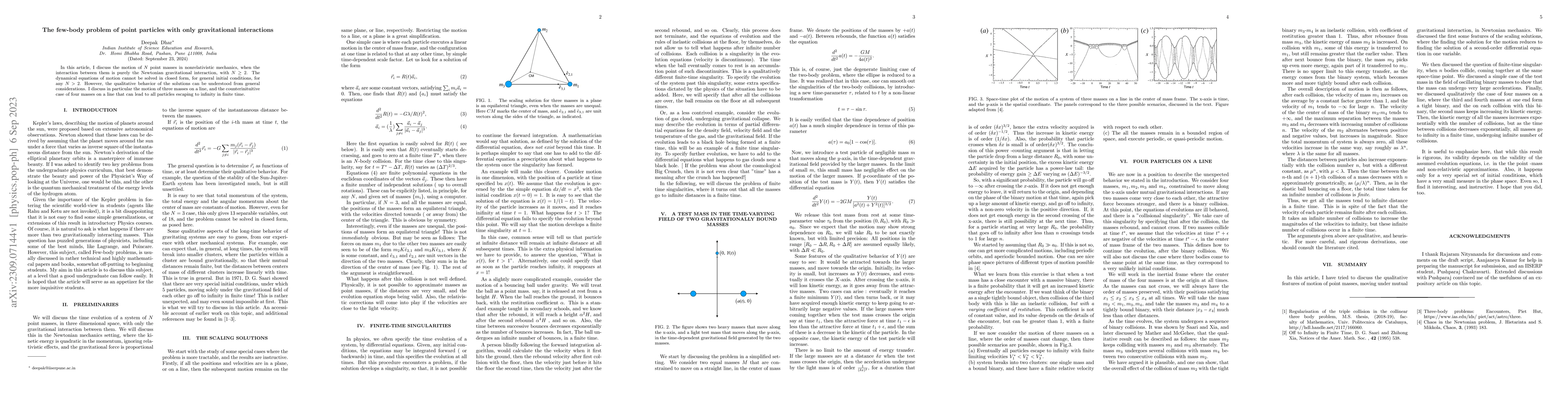 Thumbnail for The few-body problem of particles with only gravitational interactions