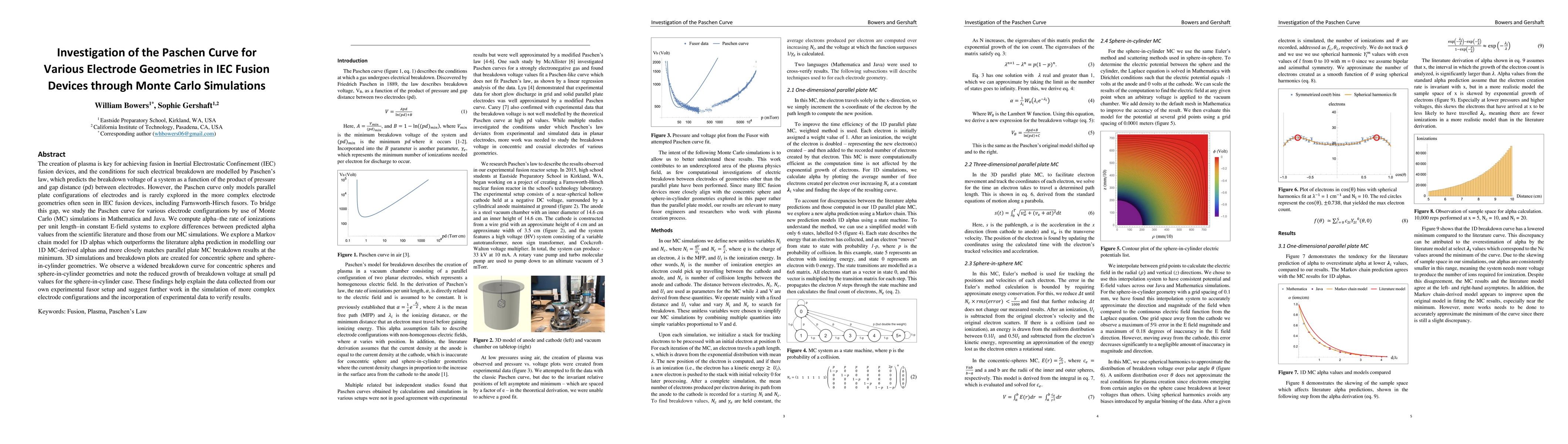 Thumbnail for Investigation of the Paschen Curve for Various Electrode Geometries in
  IEC Fusion Devices through Monte Carlo Simulations
