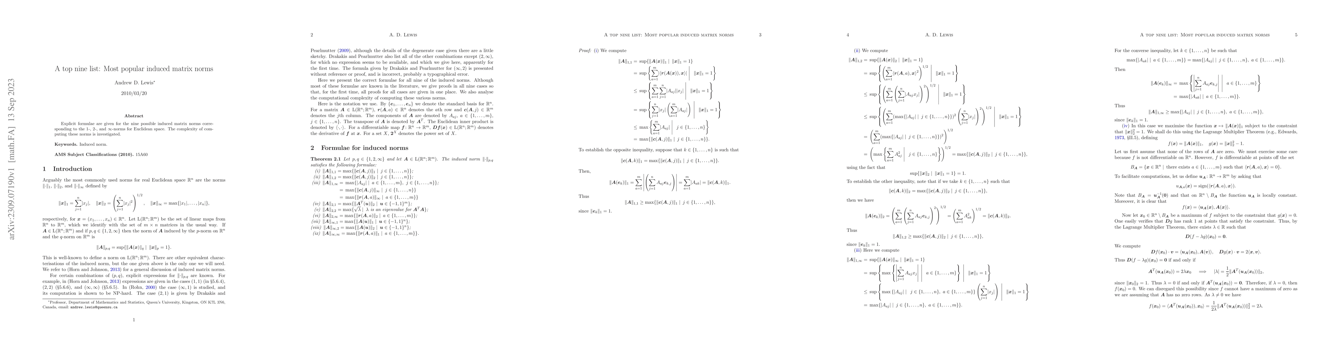 Thumbnail for A top nine list: Most popular induced matrix norms