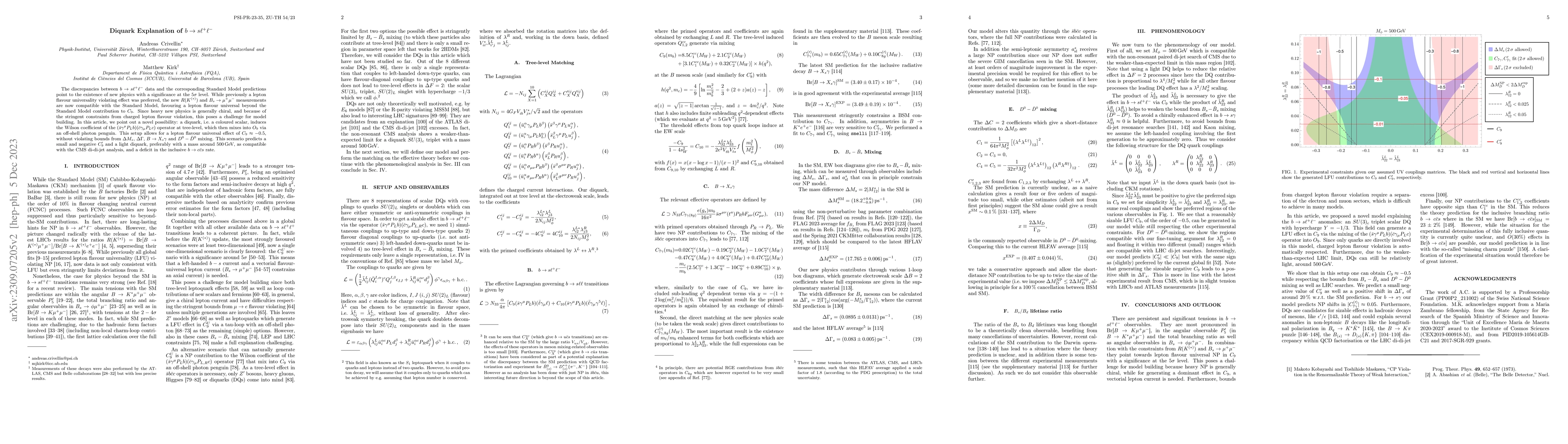 Thumbnail for Diquark Explanation of $b\to s\ell^+\ell^-$