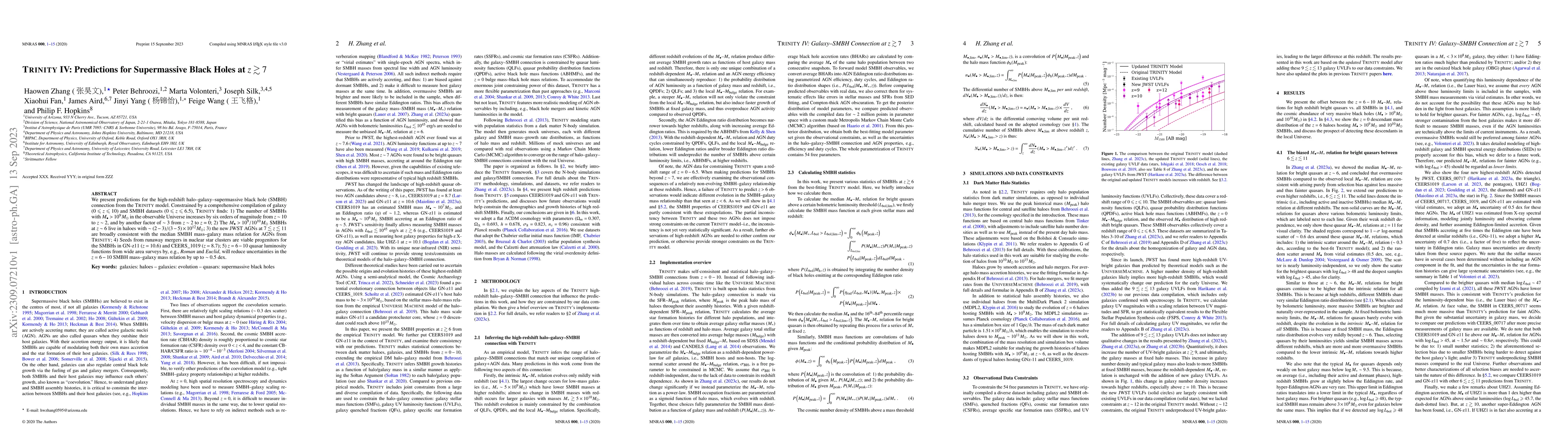 Thumbnail for TRINITY IV: Predictions for Supermassive Black Holes at $z \gtrsim 7$