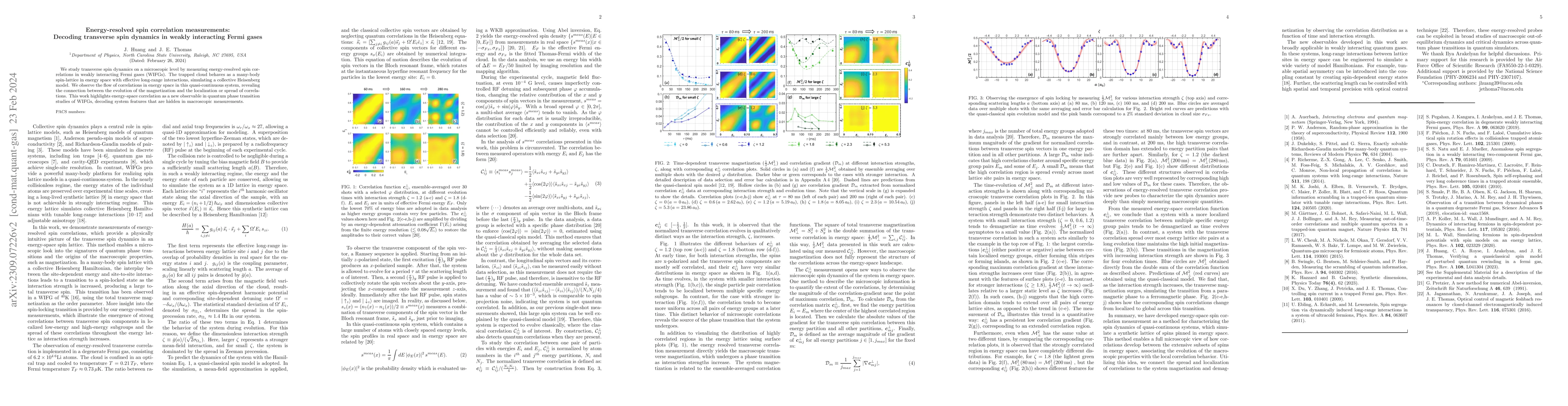 Thumbnail for Energy-resolved spin correlation measurements: Decoding transverse spin
  dynamics in weakly interacting Fermi gases