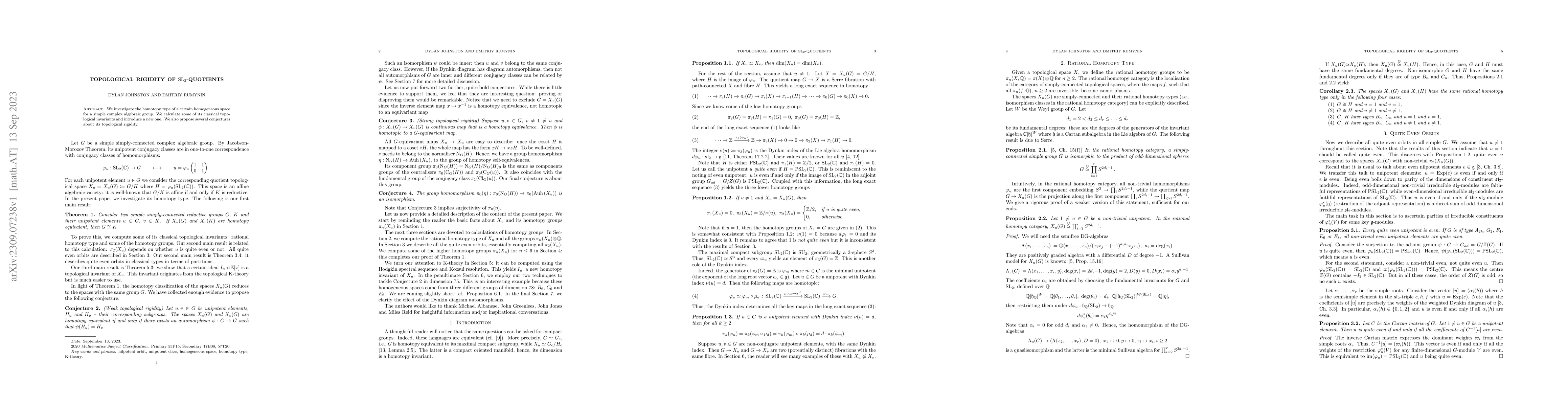 Thumbnail for Topological rigidity of ${\mathrm{SL}}_2$-quotients