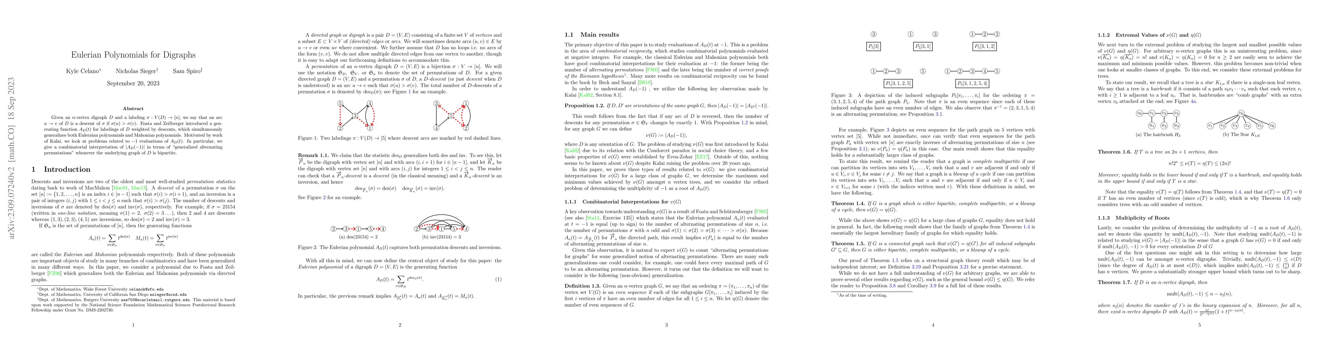 Thumbnail for Eulerian Polynomials for Digraphs