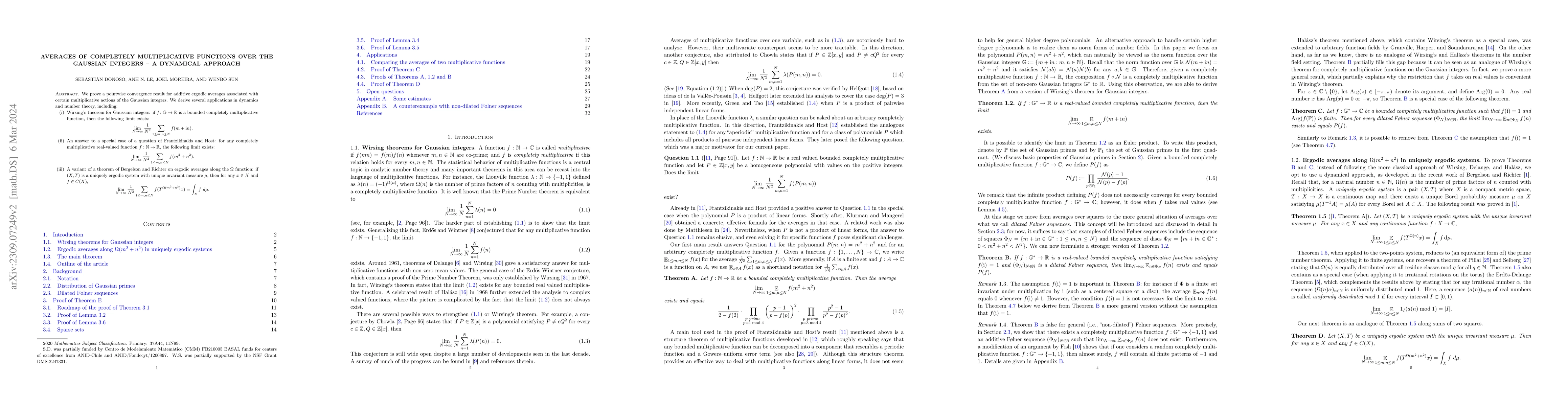 Thumbnail for Averages of completely multiplicative functions over the Gaussian
  integers -- a dynamical approach