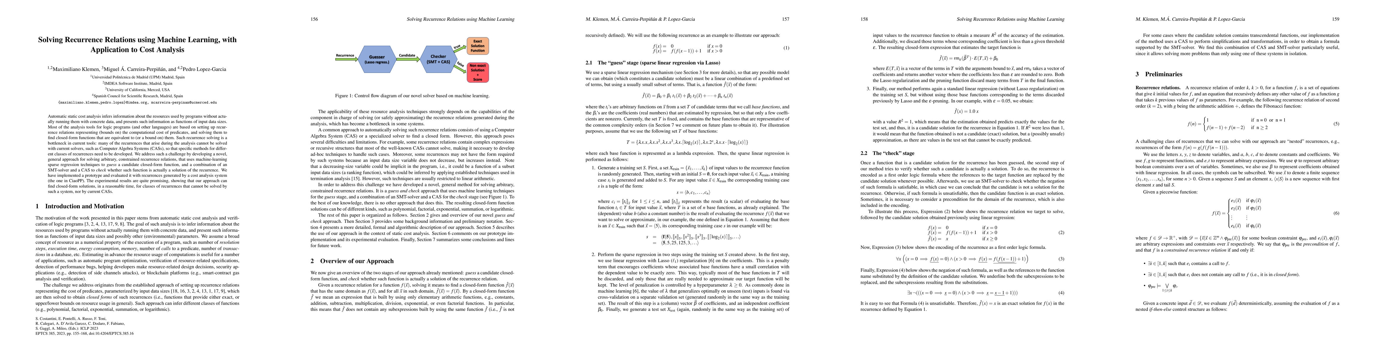 Thumbnail for Solving Recurrence Relations using Machine Learning, with Application to
  Cost Analysis
