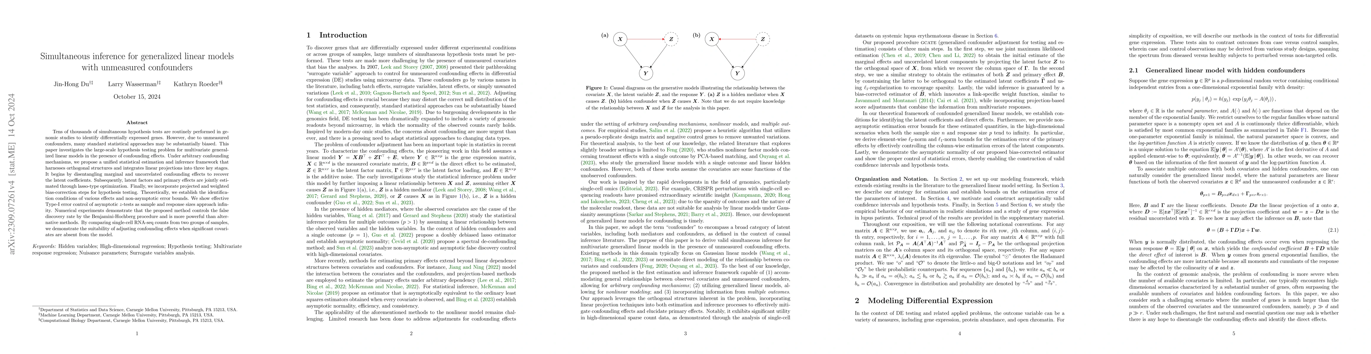 Thumbnail for Simultaneous inference for generalized linear models with unmeasured
  confounders