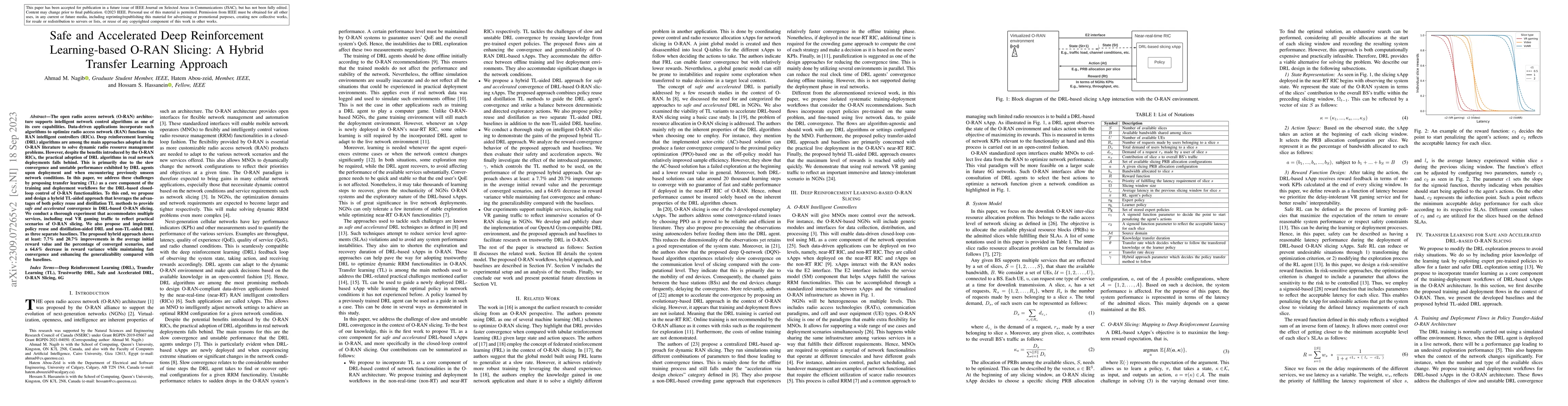 Thumbnail for Safe and Accelerated Deep Reinforcement Learning-based O-RAN Slicing: A
  Hybrid Transfer Learning Approach