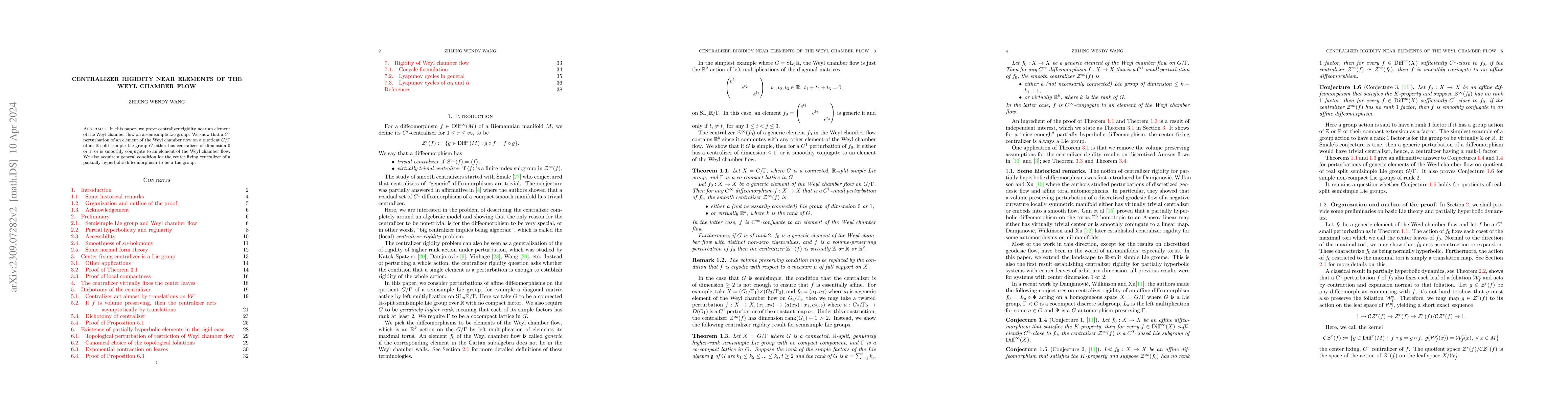 Thumbnail for Centralizer Rigidity near Elements of the Weyl Chamber Flow