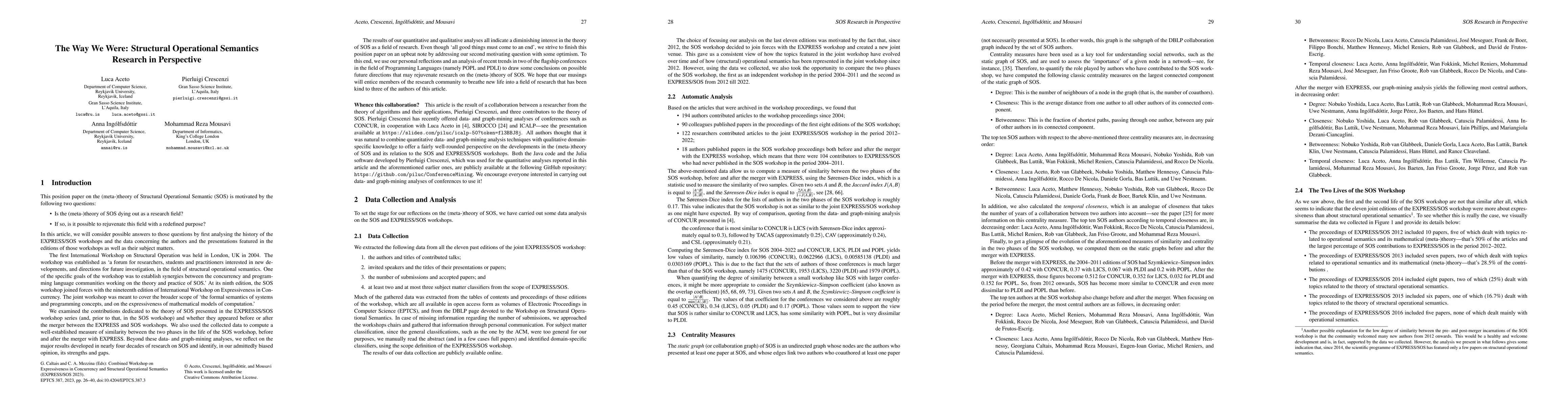 Thumbnail for The Way We Were: Structural Operational Semantics Research in
  Perspective