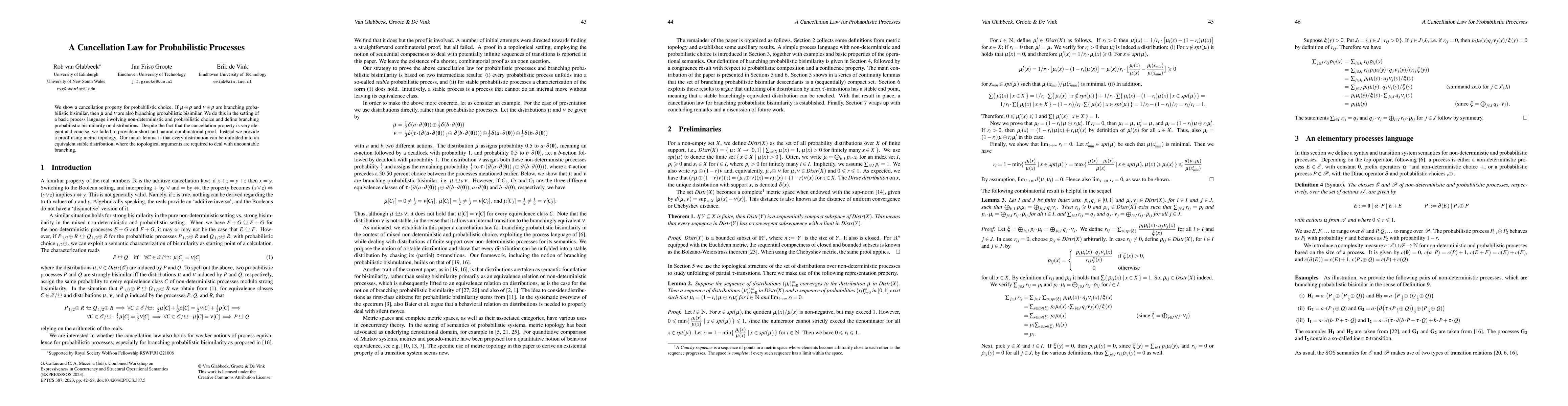 Thumbnail for A Cancellation Law for Probabilistic Processes