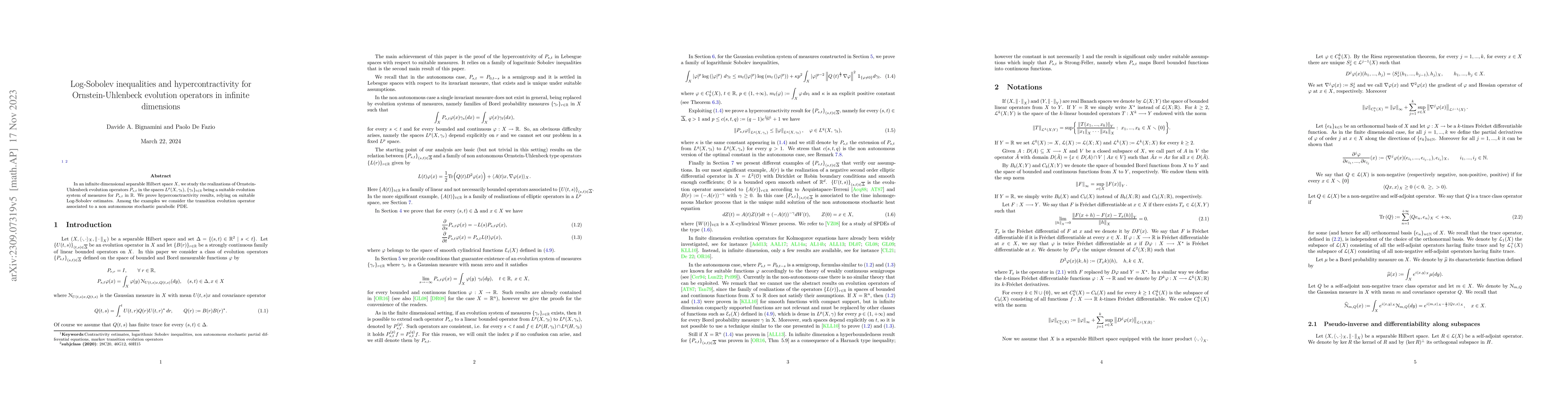 Thumbnail for Log-Sobolev inequalities and hypercontractivity for Ornstein-Uhlenbeck
  evolution operators in infinite dimensions