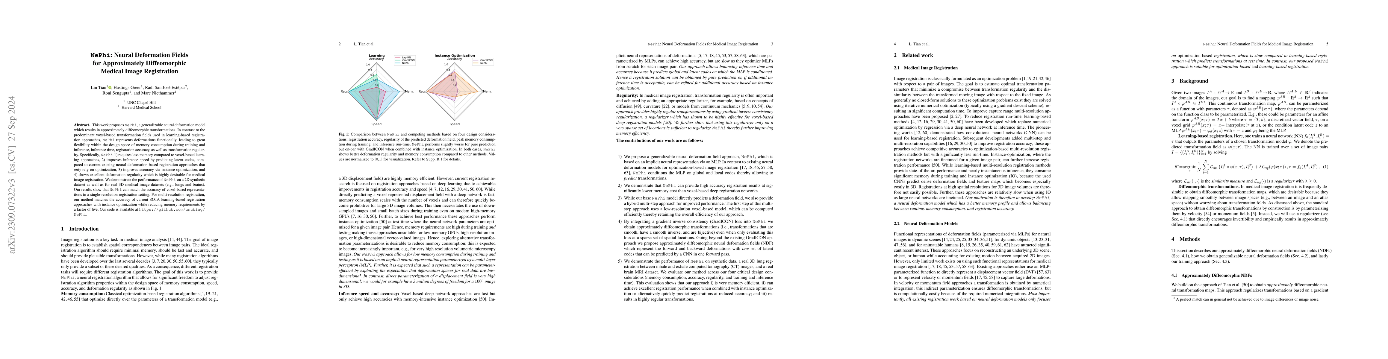 Thumbnail for $\texttt{NePhi}$: Neural Deformation Fields for Approximately
  Diffeomorphic Medical Image Registration